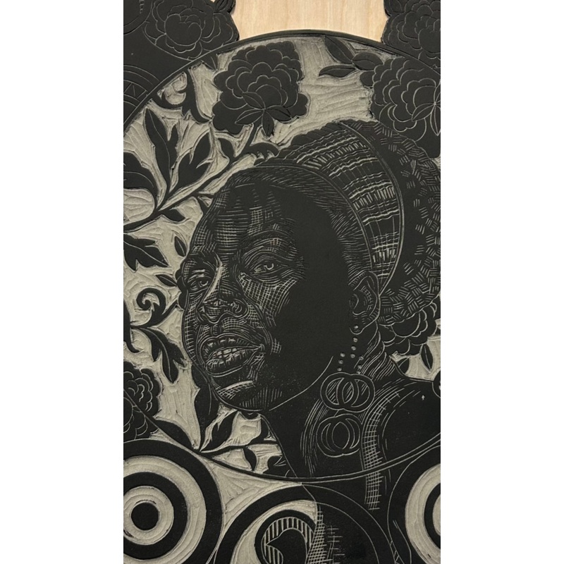 Phillips, Derrick, (Flowers For Nina – Linocut on Block)