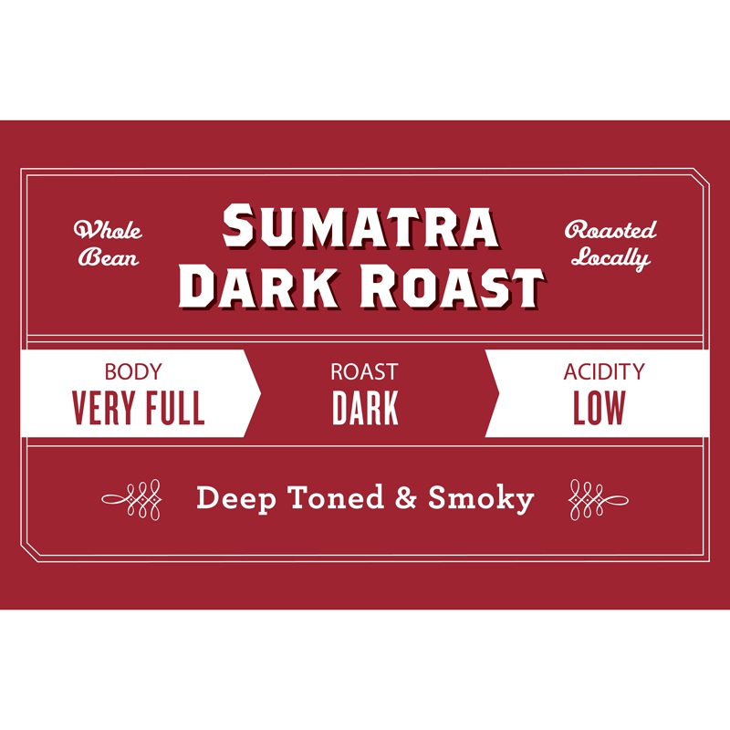 Sumatra Dark Roast|Whole Bean|French Press/Coarse|Drip|Espresso/Fine|12oz Bag|5lb Bag