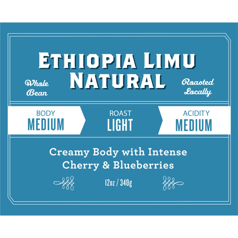 Ethiopia Limu Natural|Whole Bean|French Press/Coarse|Drip|Espresso/Fine|12oz Bag|5lb Bag