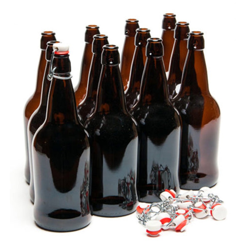 Beer Bottles 1 Liter Amber E.Z. Cap (Case of 12)