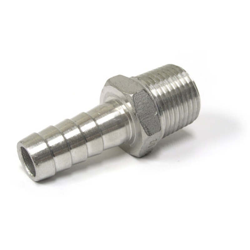 Stainless Steel Nipple (1/2 MPT to 1/2 Barbed)