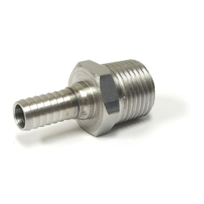 Stainless Steel Nipple (1/2 MPT to 3/8 Barbed)